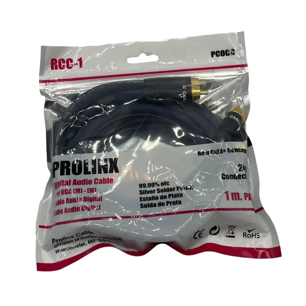 Prolinx Puresonic Audiophile Series RCA Cable Male to Male 3 ft 24k Gold Plated
